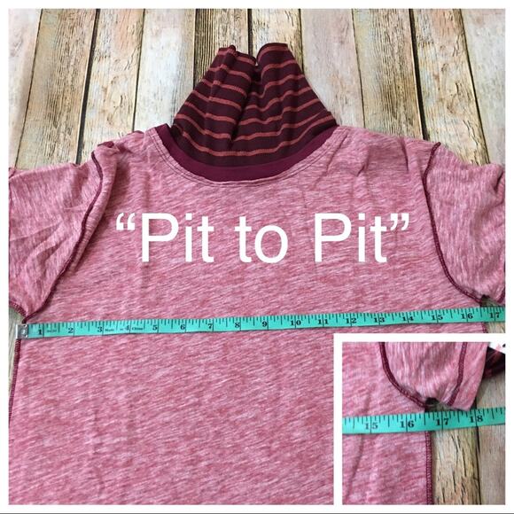 NWT Free People Piper Twofer Long Sleeve Tee – Washed Red Combo - Small - Picture 4 of 15